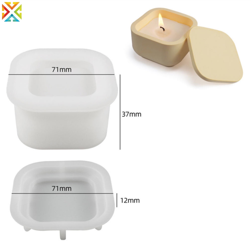 Khuôn silicone Làm Chậu Hoa / Nến Hình Tròn / Vuông diy Có Nắp Đậy Trang Trí Nhà Cửa