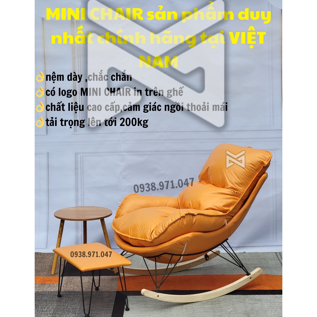 Ghế lười sofa bập bênh thư giãn kèm đôn để chân,nằm đọc sách MINI CHAIR