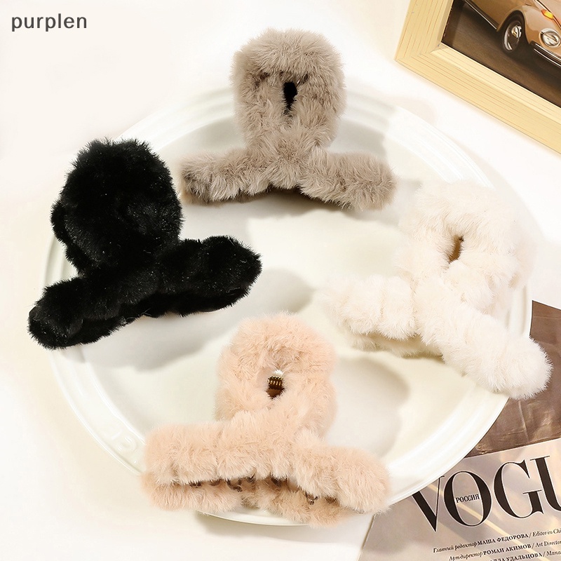 Kẹp Tóc Màu Tím Hình Vuốt Cá Mập Phủ Lông Dễ Thương Bắt Mắt