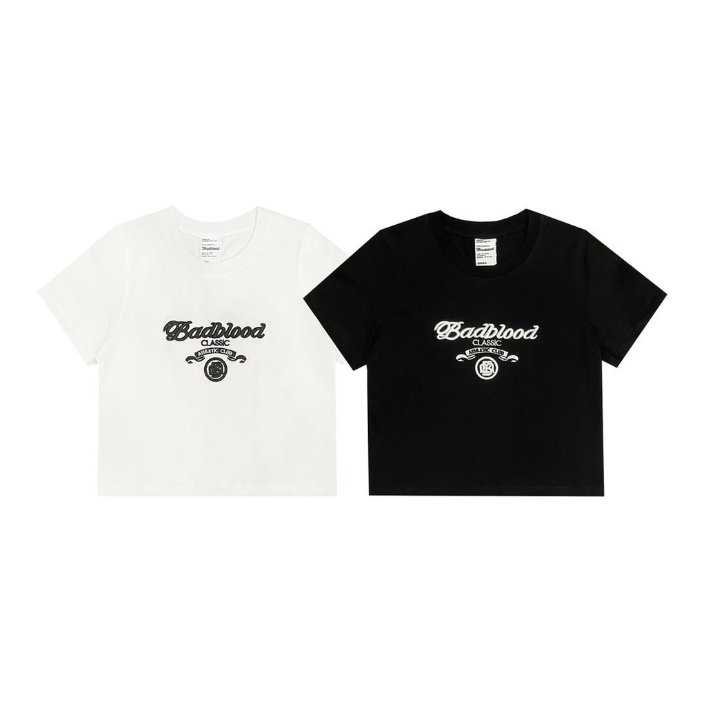 Badblood Áo Thun Tay Ngắn Thêu logo Ba Chiều Phong Cách Hàn Quốc Thời Trang Mùa Hè Cho Nữ
