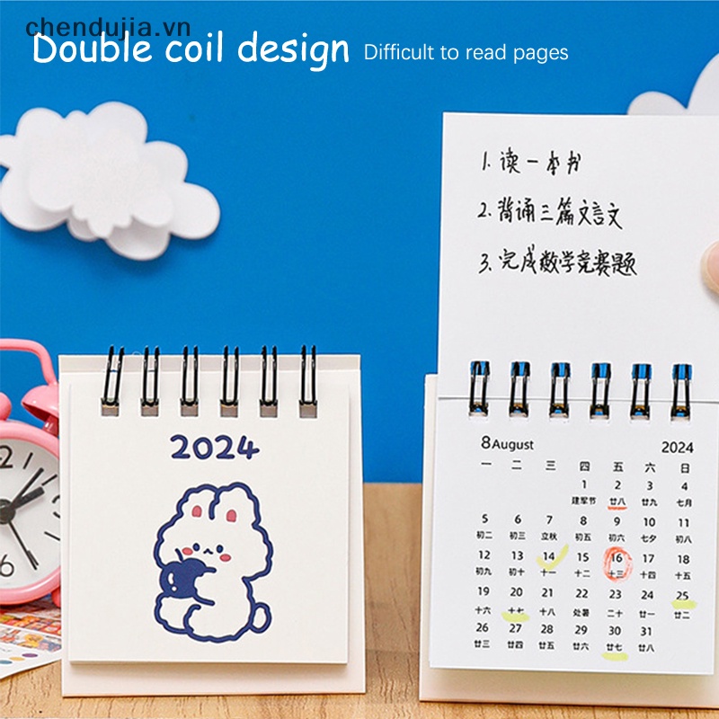 Lịch Năm 2024 mini Để Bàn Họa Tiết Hoạt Hình Dễ Thương Bắt Mắt Sành Điệu