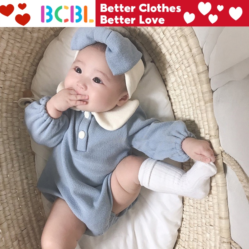 Bcbl Bộ Áo Liền Quần Tay Dài Cổ Búp Bê Thời Trang Mùa Xuân Xinh Xắn Cho Bé Gái