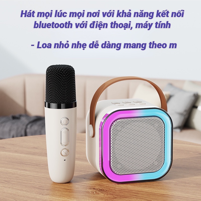 Loa karaoke Kinyo K12 tặng kèm 2 míc Loa karaoke không dây hay cùng đèn led nhiều màu sắc