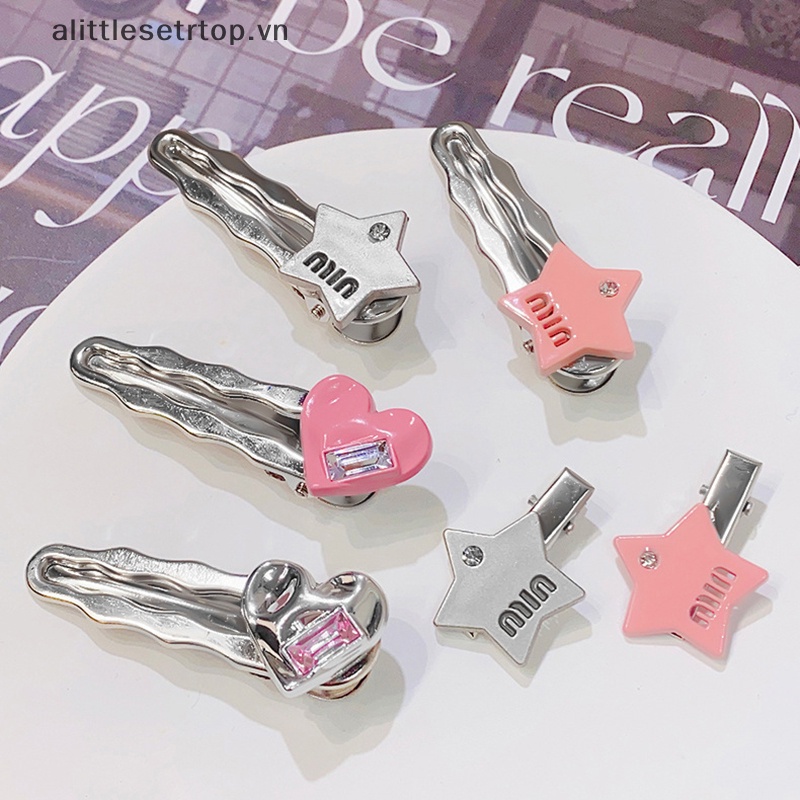 Alittlesetrtop Kẹp Tóc Mái Mỏ Vịt Đính Pha Lê Màu Hồng Hình Ngôi Sao Ngọt Ngào Khí Chất Cho Nữ