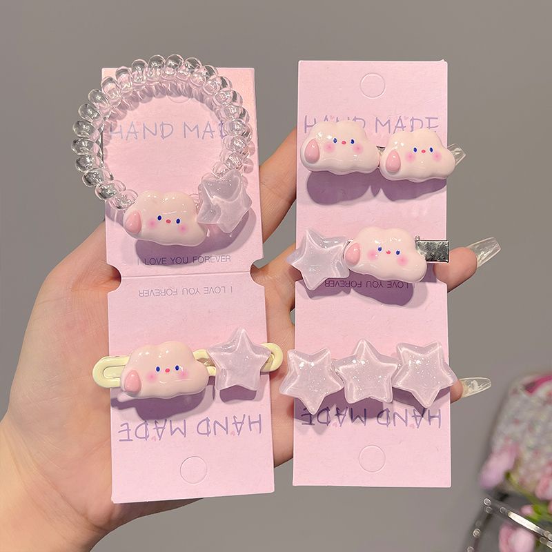 Set 5 Kẹp Tóc Hình Đám Mây / Ngôi Sao / Đám Mây Dễ Thương Xinh Xắn Cho Nữ