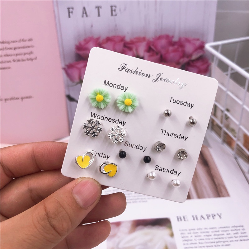 Set 7 Đôi Khuyên Tai mini Phong Cách Mới 2023 2023