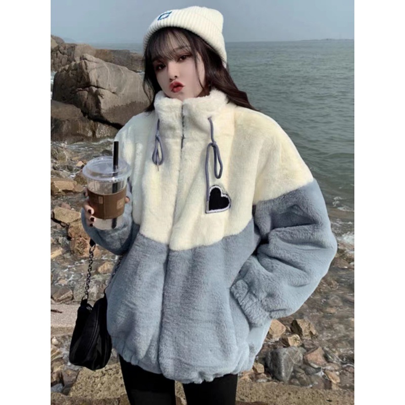 Áo Khoác Lót Lông Cừu Dày Dặn Thời Trang Thu Đông Cho Nữ