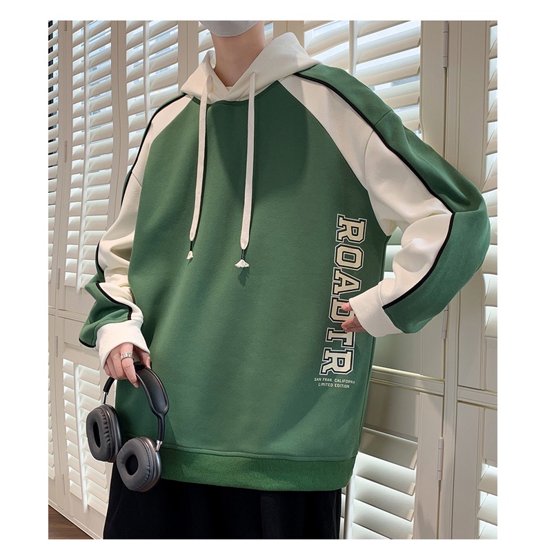 Đen Áo Hoodie Dáng Rộng In Họa Tiết Cá Tính Theo Phong Cách Mùa Thu Dành Cho Nam