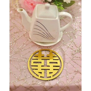 Miếng lót ly cốc bàn trà chữ hỷ 11cm