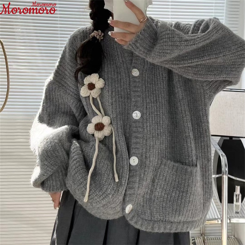 Moromoro Áo Len áo khoác cardigan Dễ thương Phong cách Hàn Phong Trendy WMY23A0CJK 42Z231017