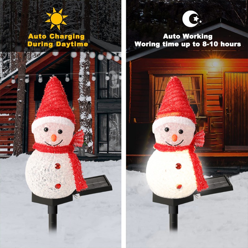 Đèn led Trang Trí Lối Đi Sân Vườn Hình Người Tuyết Chạy Bằng Năng Lượng Mặt Trời