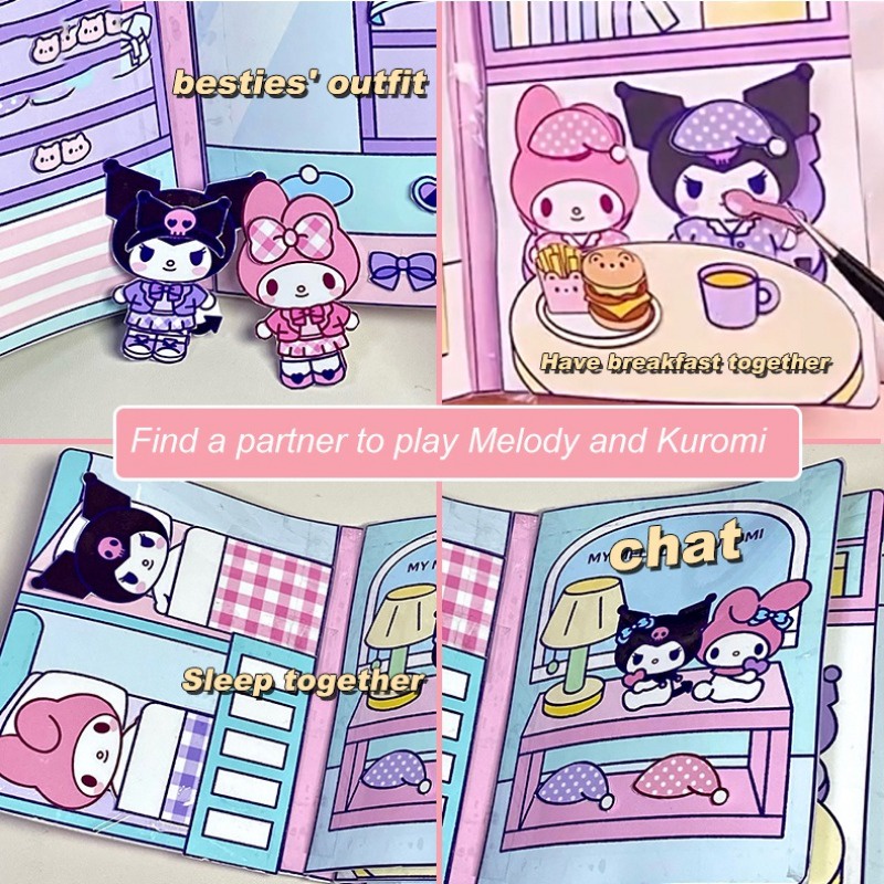 Kawaii sanrio my melody cinnamoroll kuromi Trò Chơi Dán Trò Chơi Yên Tĩnh diy Vui Nhộn Làm Quà Tặng Cho Bé Gái