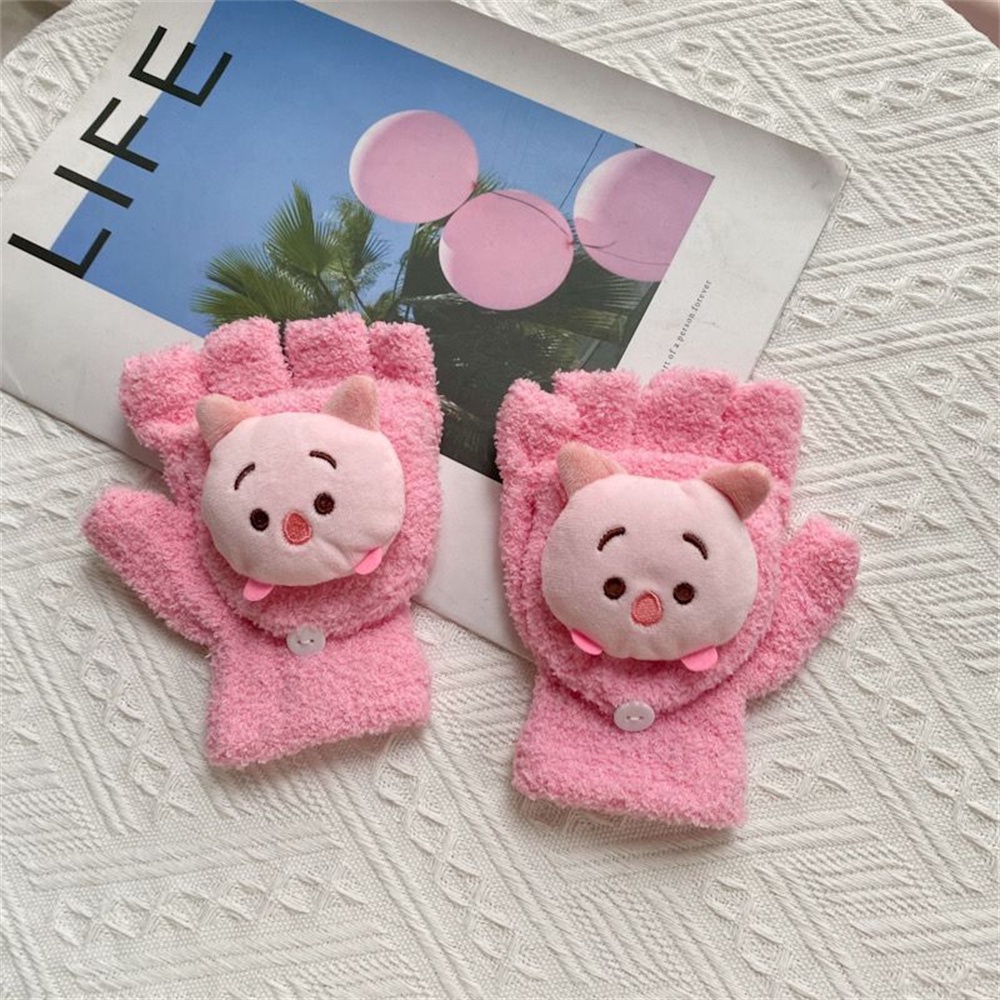 ♫ Găng Tay Mùa đông Sanrio Nhung San Hô Phim Hoạt Hình Dễ Thương Cinnamoroll Kuromi Màn Hình Cảm ứng Nửa Ngón Lật Lên Găng Tay Viết Cho Học Sinh để Làm Quà Tặng