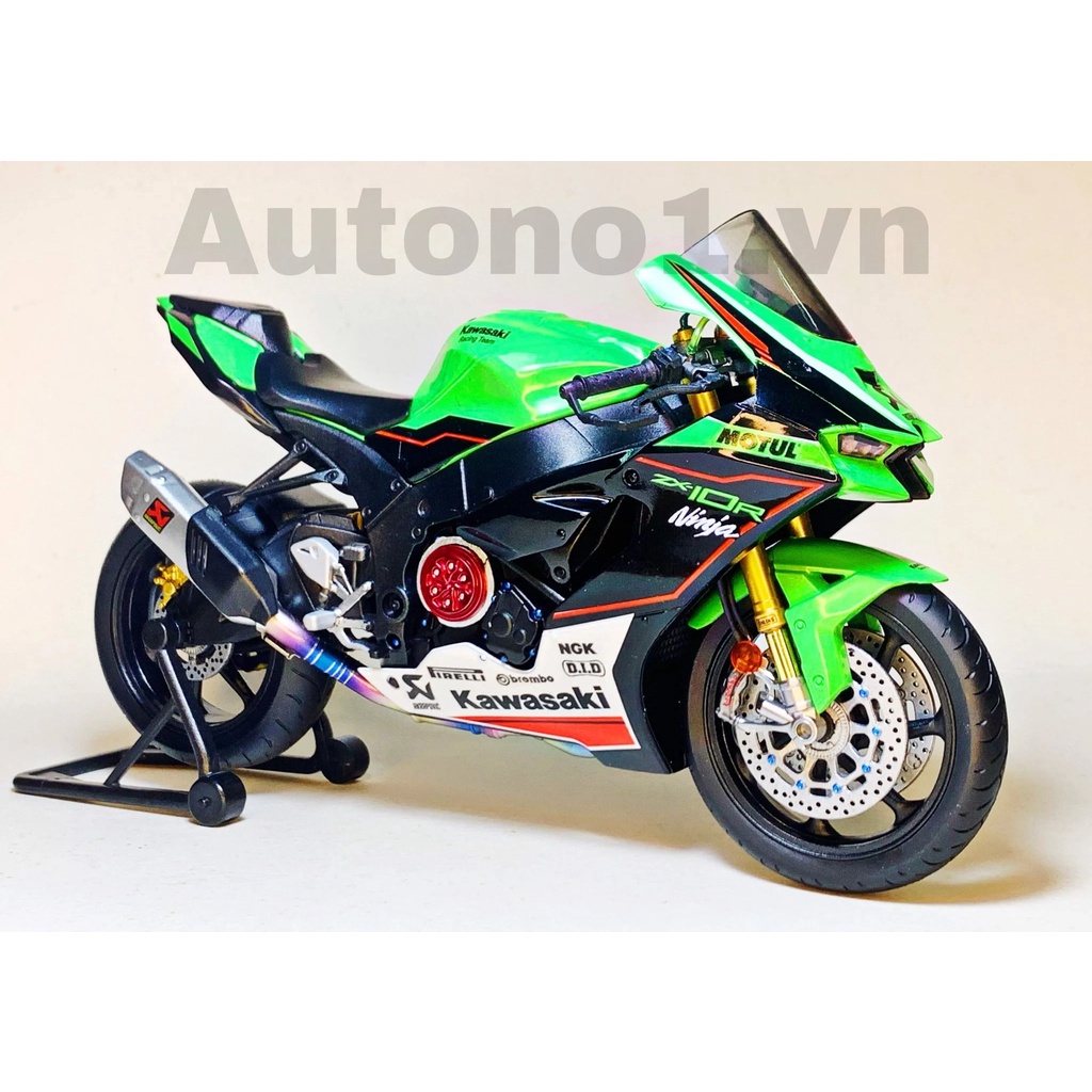 Mô hình xe độ Kawasaki Ninja ZX-10R , ZX-6R độ nồi, độ pô 1:12 Welly , Joycity tặng ô tô