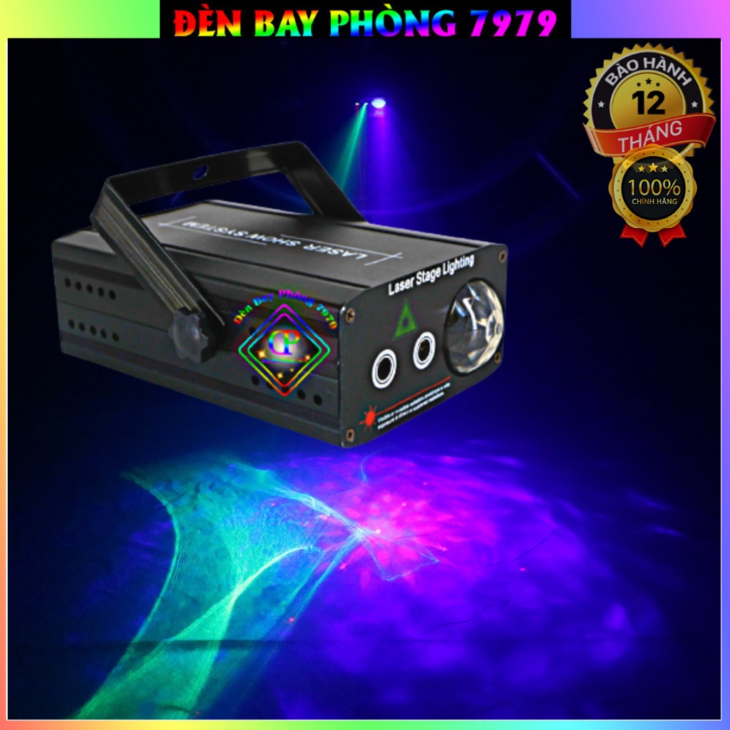 Đèn Laser 3 In 1 Cảm Biến Âm Thanh  Dùng Cho Phòng Karaoke, Bar, Sân khấu. Đèn Led Nhập Khẩu Cao Cấp