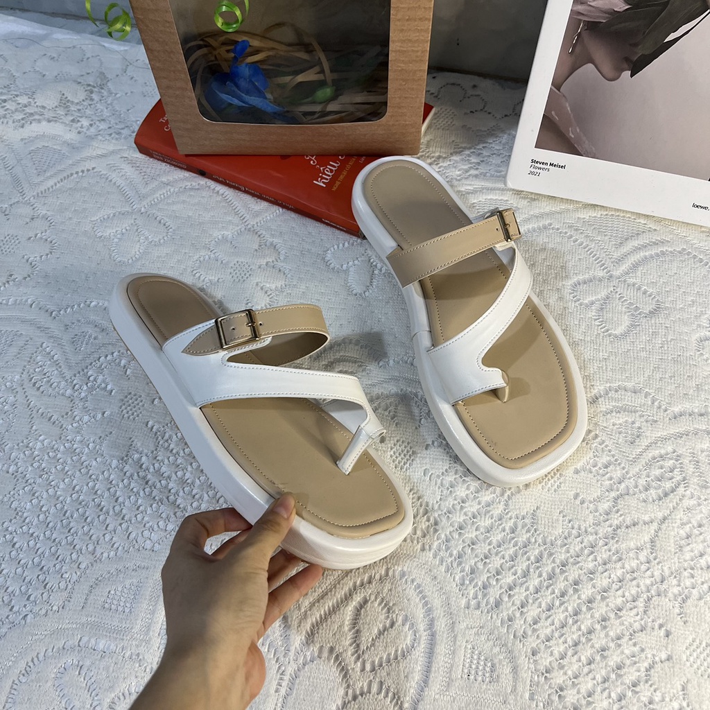 Dép bánh mì xỏ ngón phối màu xinh cao 2 cm size 40-44