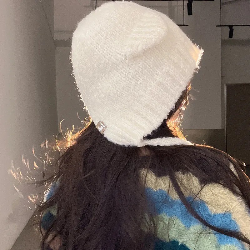 Mũ Len Giữ Nhiệt Hình Tai Gấu Dễ Thương Thời Trang Thu Đông Hàn Quốc 1 Cái Cho Nữ