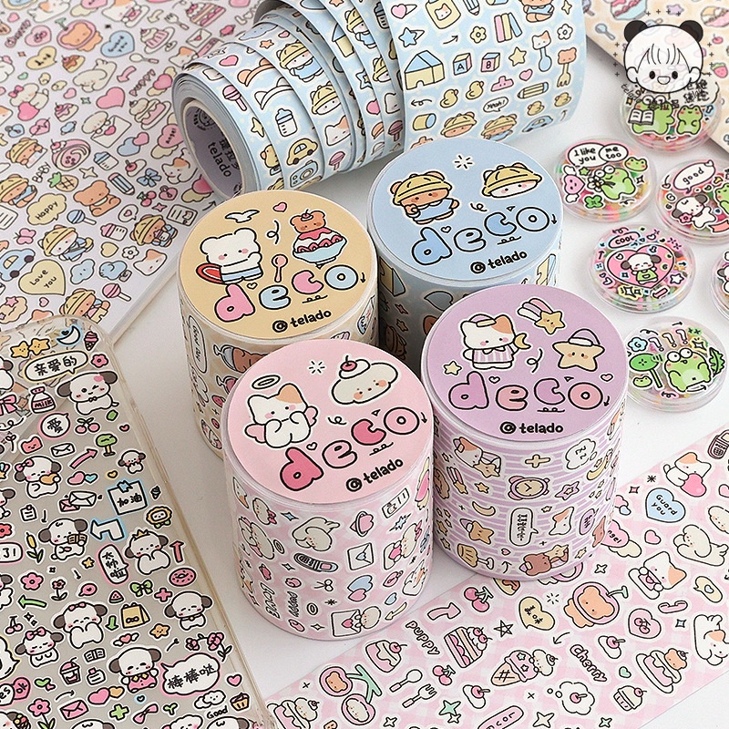 Sticker mini dạng cuộn trang trí toploader, đồ dùng cuộn 5M