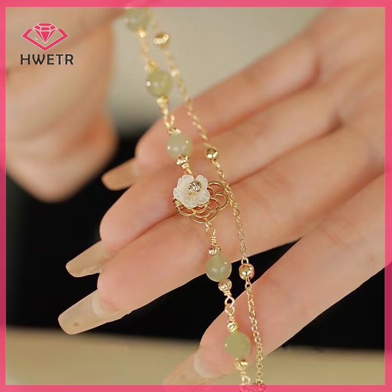 Vòng Tay Hai Lớp Đính Hạt Hình Hoa Phong Cách Trung Quốc Thanh Lịch Cho Nữ Mới