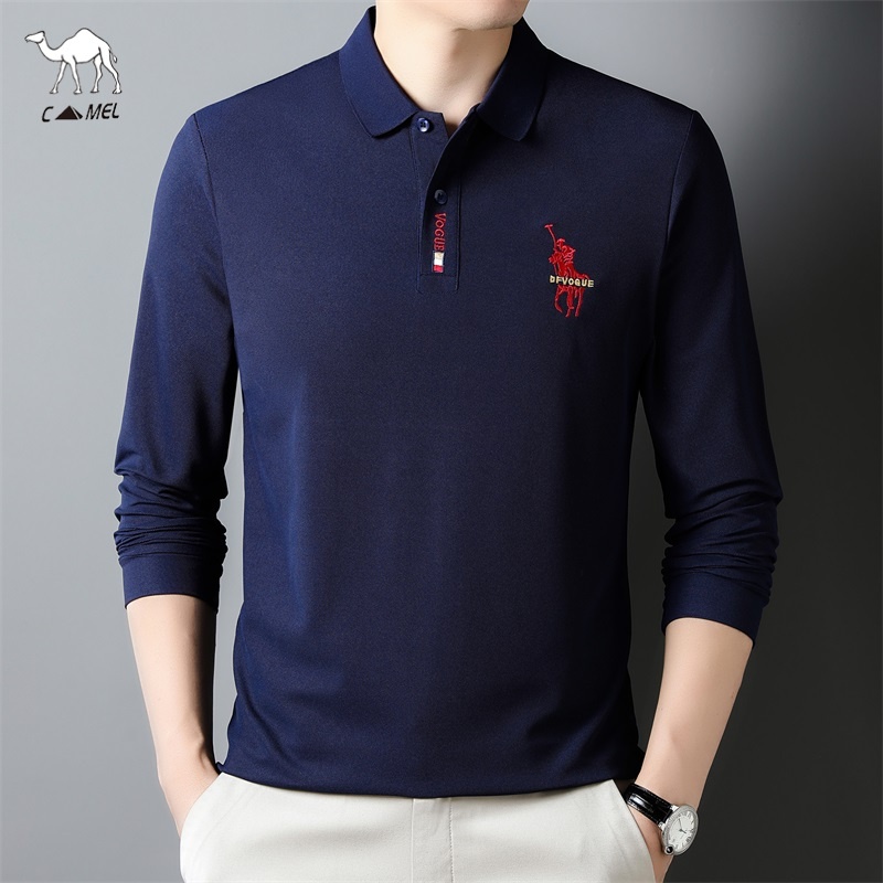 Áo Thun polo Dài Tay Thêu Chữ Thời Trang Nam Tính