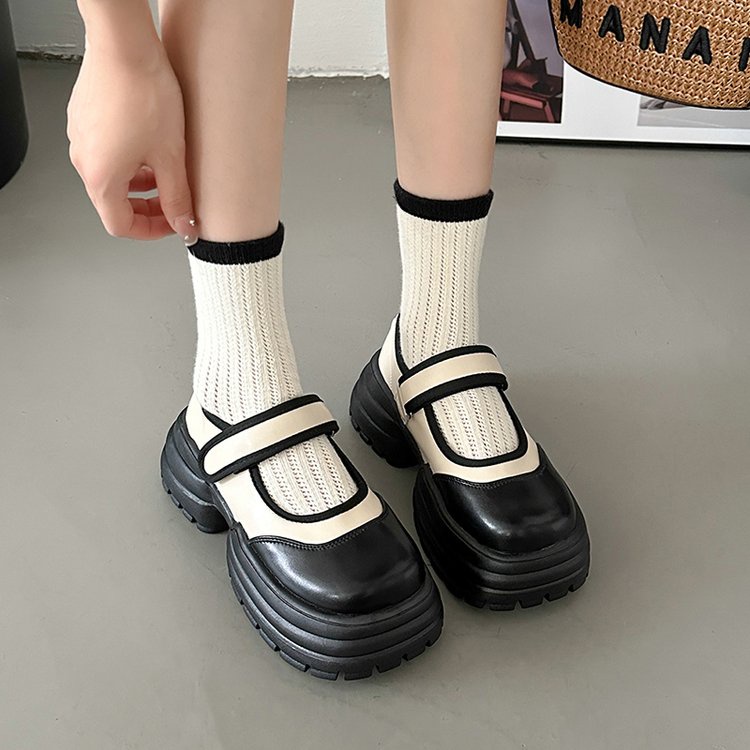 Giày Lười Da pu Đế Dày Mũi Tròn Phong Cách Anh Quốc Thời Trang Cho Nữ