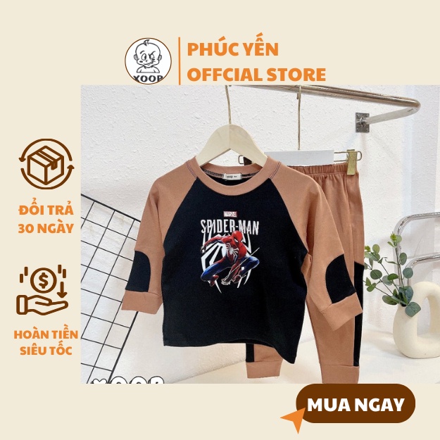 Đồ Bộ dài tay XOOP cotton BC in họa tiết dễ thương cho bé (10-20kg) XD41,Bộ thời trang Shop Phúc Yến