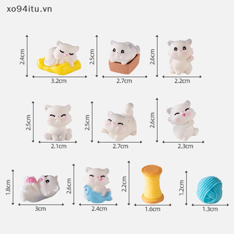 Xoitu Tượng Mèo Trắng Hoạt Hình Mini Dễ Thương Trang Trí Tiểu Cảnh diy vn