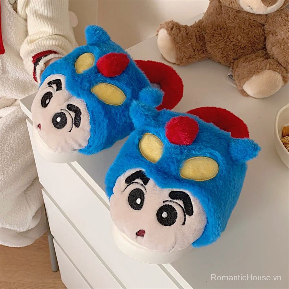 Dép Bông Đi Trong Nhà Chống Trượt Hình shin-chan Siêu Nhân Mùa Đông Phong Cách Mới Sáng Tạo Cho Cặp Đôi