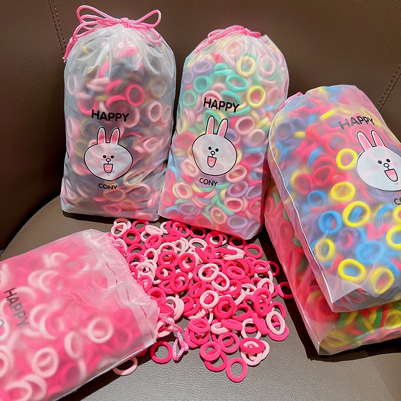 Set 100 Dây Buộc Tóc Co Giãn Nhiều Màu Sắc Cho Bé