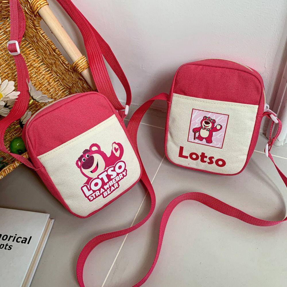 Dalton Túi canvas Đeo Chéo Đựng Đồ Trang Điểm Đa Năng Hình Gấu Dâu Tây Xinh Xắn