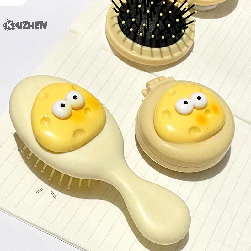 Kuzhen Lược Chải Tóc Túi Khí Hình Phô Mai mini Dễ Thương Phụ Kiện Bán Chạy