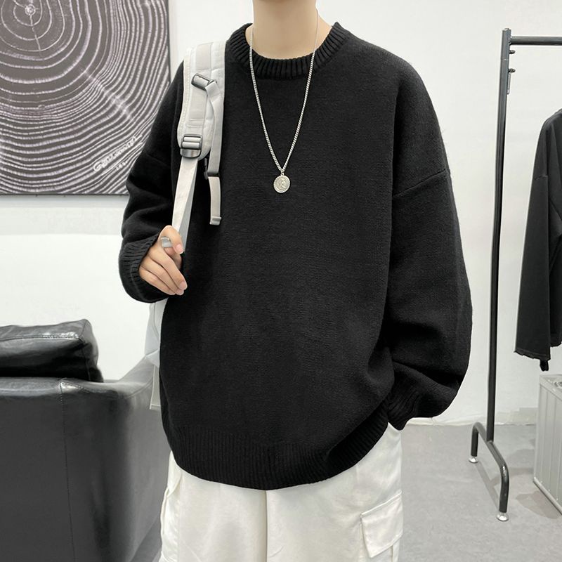 Áo sweater Dệt Kim Cổ Tròn Màu Sắc Đơn Giản Cho Nam