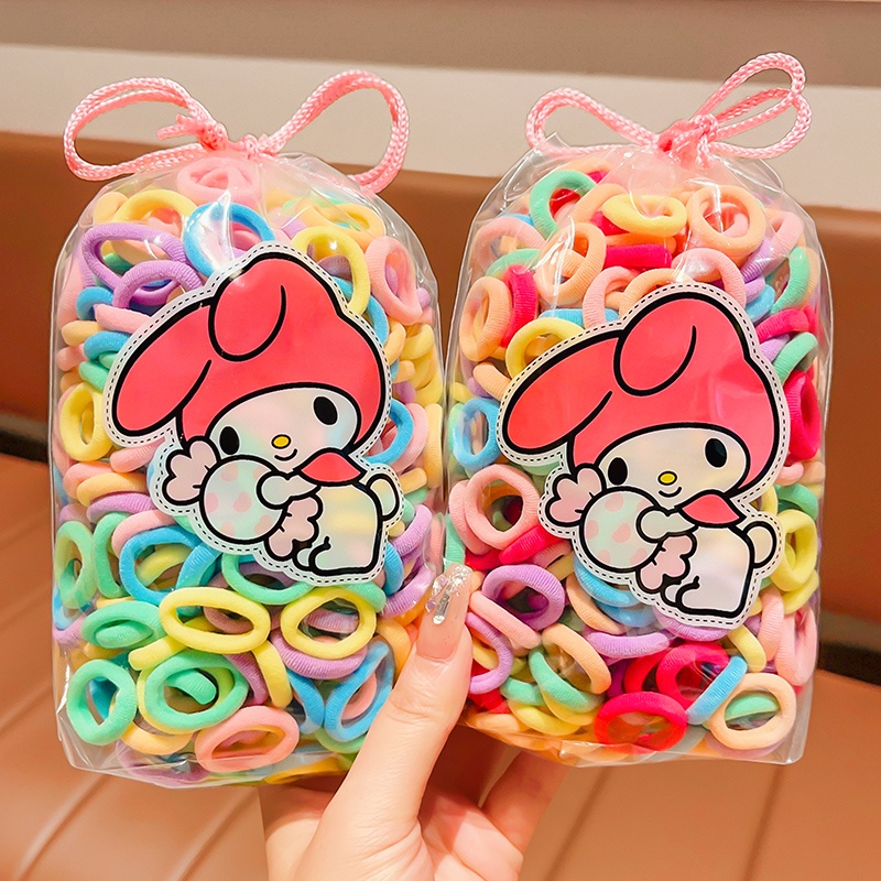 Set 100 / 200 / 300 Dây Buộc Tóc Co Giãn Nhiều Màu Dễ Thương Cho Bé