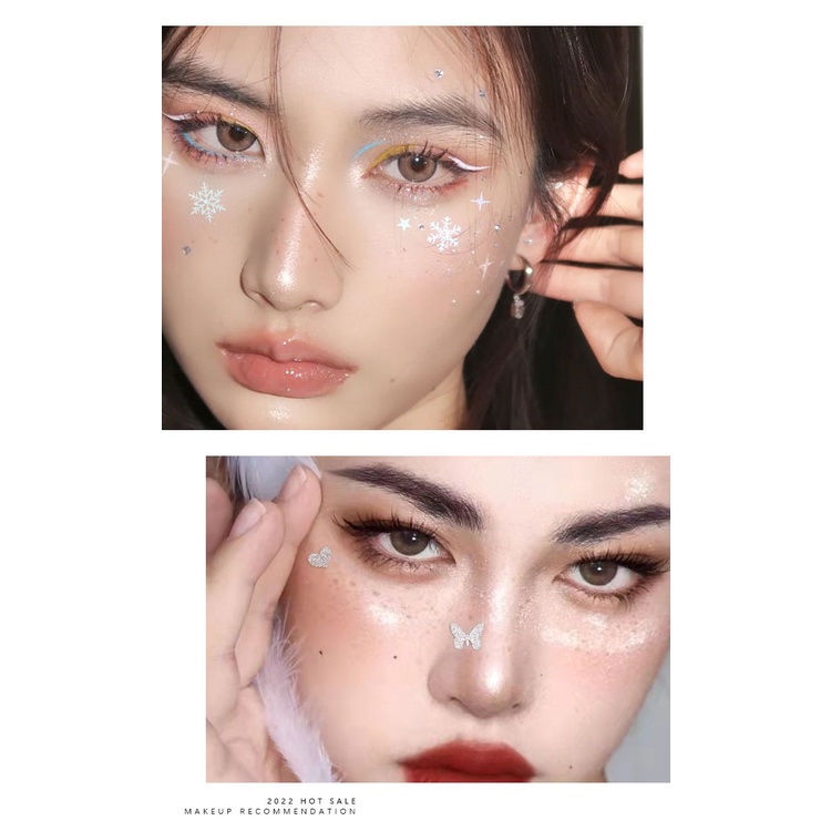 Giáng sinh, mùa đông, trang điểm mắt, khuôn mặt, Giáng sinh, bông tuyết, miếng dán dính Back Adhesive Sticker, Butterfly Nail, Girl Self Portrait, Stage Makeup Sticker