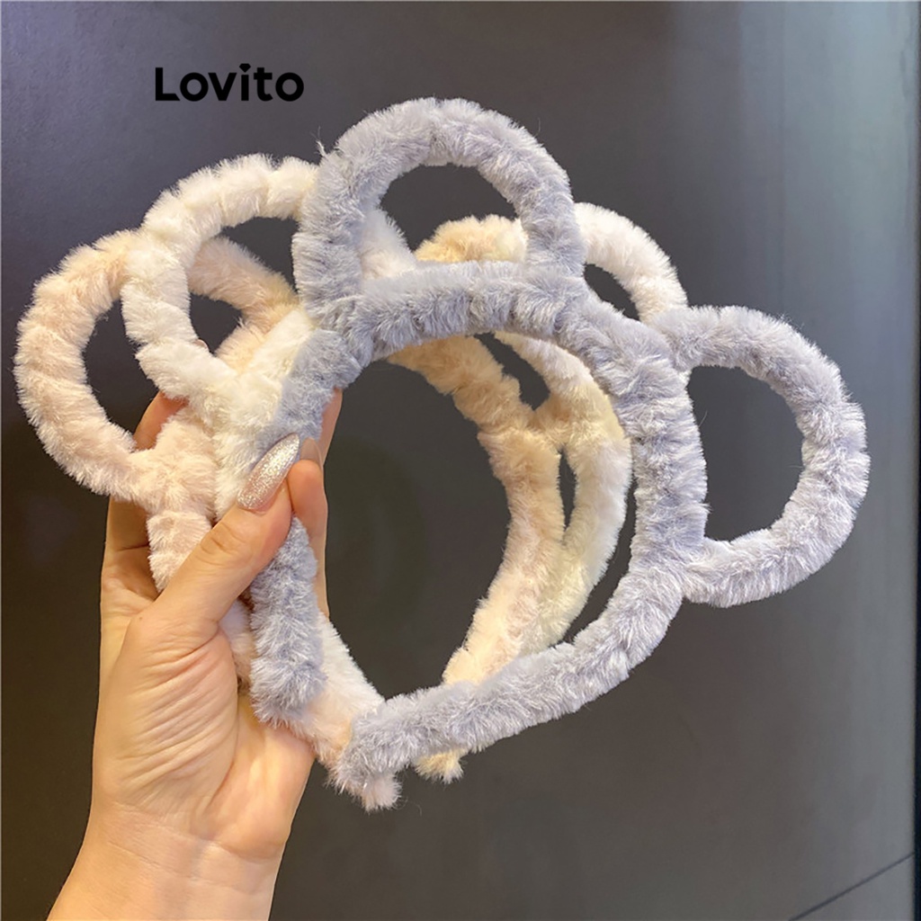 Cài tóc Lovito lông nhung kiểu hoạt hình màu trơn thường ngày cho nữ LFA03265