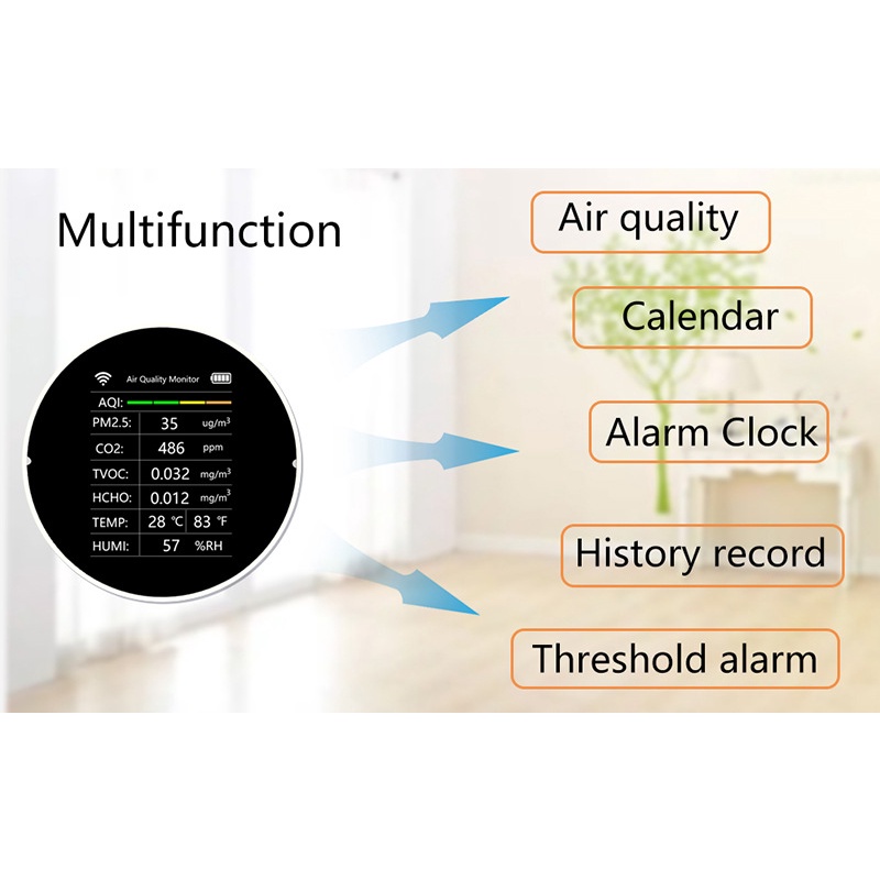 Xiaomi Youpin Air Quality Detector Máy dò chất lượng không khí đa chức năng mùi CO2 NDIR graffiti WIFI điện thoại di động kết nối môi trường phát hiện không khí công cụ