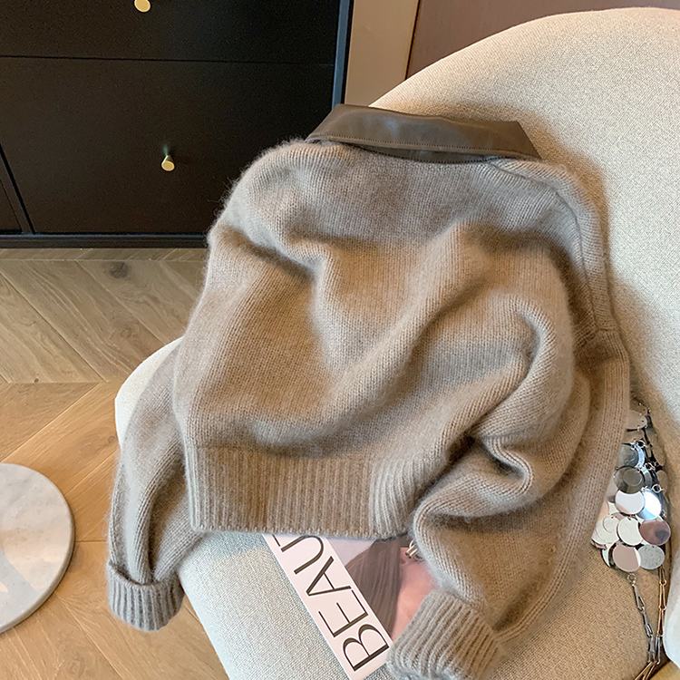 Áo Khoác cardigan Da Dệt Kim Dáng Ngắn Phối Khóa Kéo Đôi Thoải Mái Thời Trang Hàn Quốc 2023 Cho Nữ