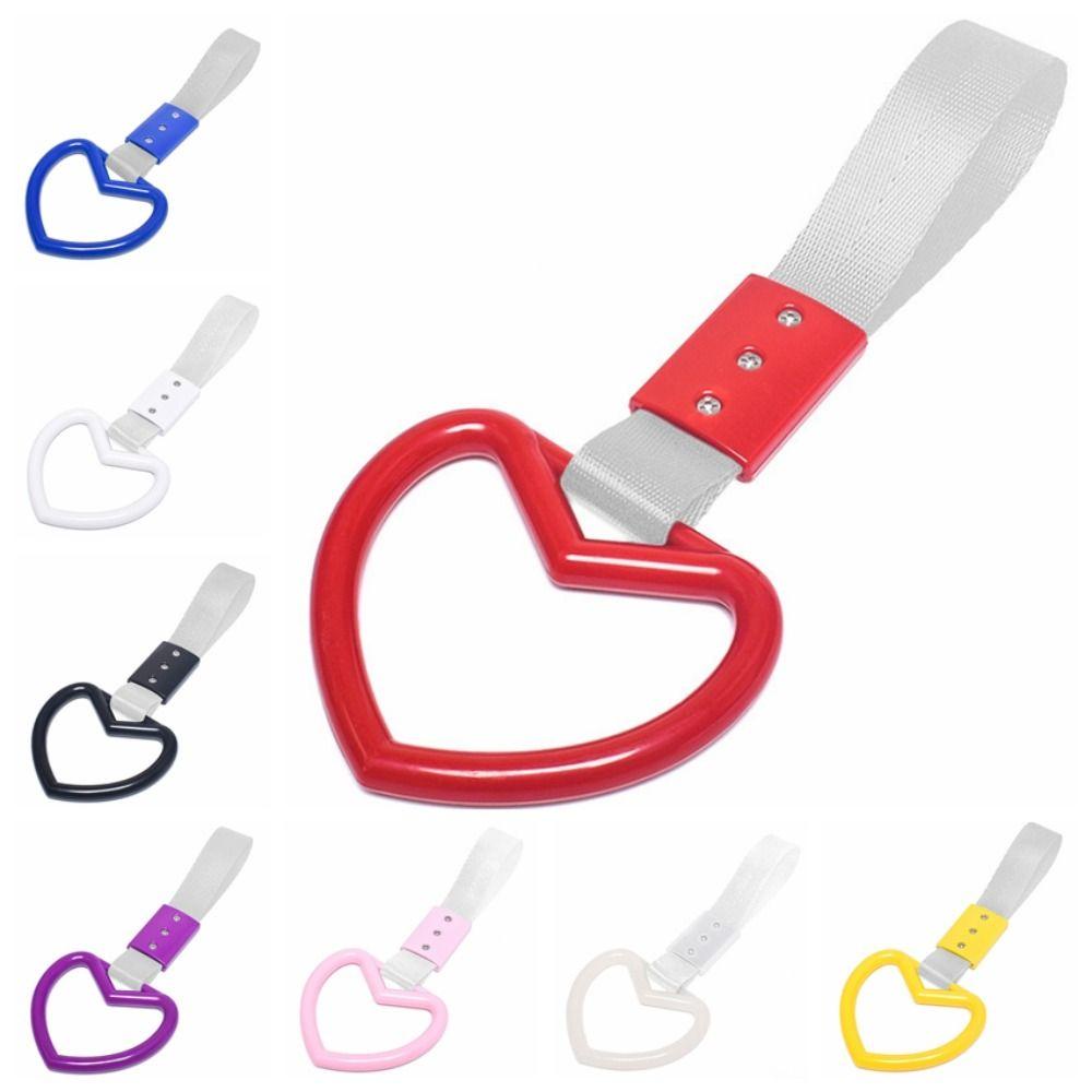 Mmluck Tay Cầm Xe Buýt Bằng Nhựa Hình Trái Tim Nhiều Màu Sắc Sáng Tạo Có Dây Đeo Quyến Rũ Cảnh Báo Va Chạm Tự Động Trang Trí Xe Hơi