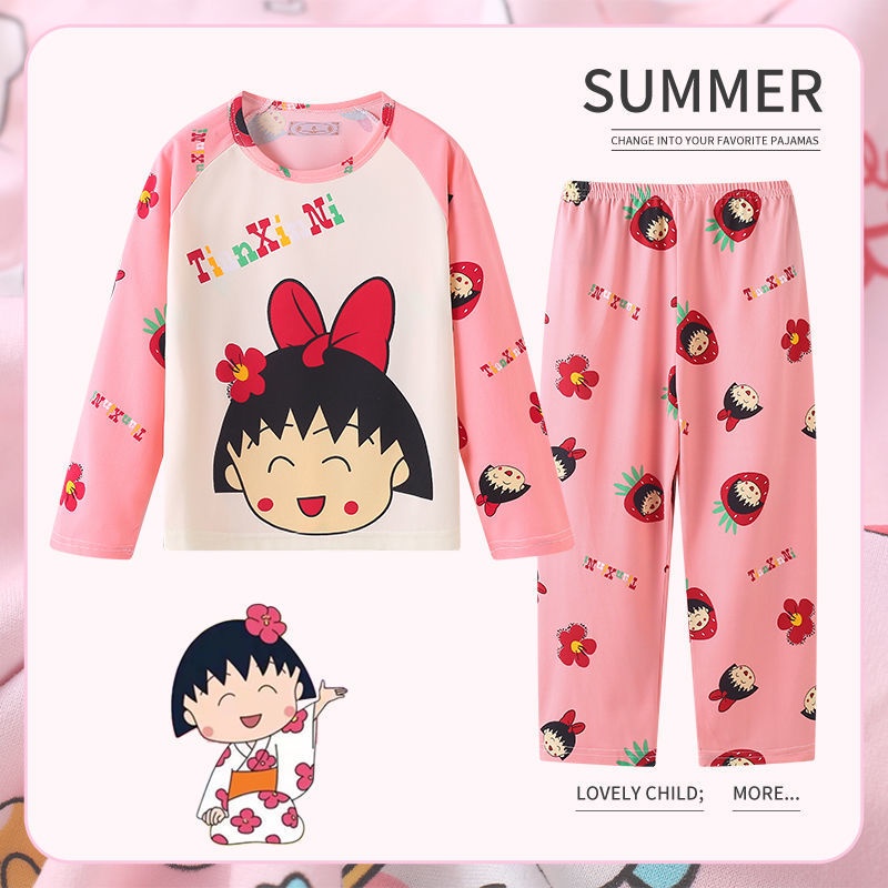 Hello kitty Bộ Đồ Ngủ 2 Món Gồm Áo Tay Dài + Quần Dài In Họa Tiết Hoạt Hình Cho Bé Trai / Gái