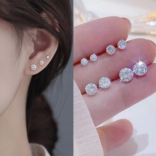 1 đôi bông tai mạ bạc 925 đính đá zircon đơn giản
