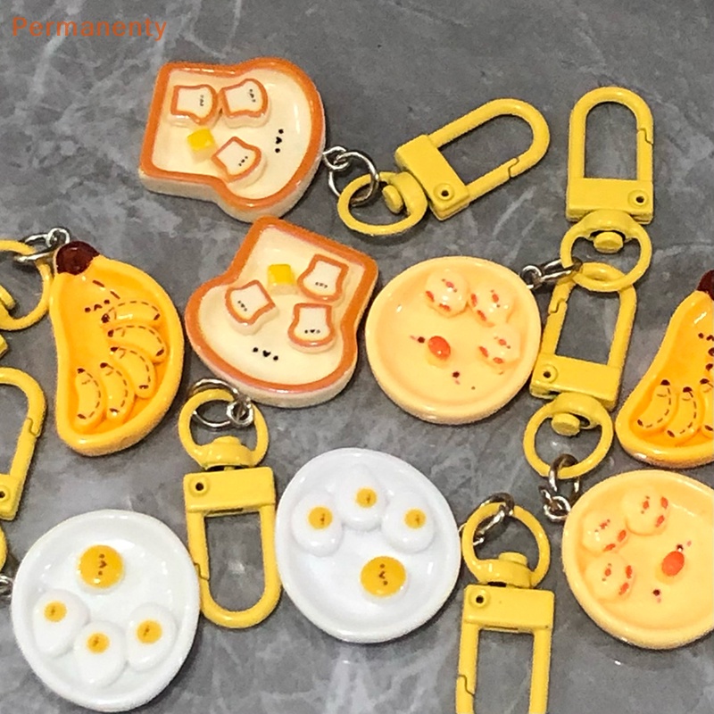 Móc Khóa Trang Trí Ba Lô / Túi Xách Hình Bánh Mì Trứng / Quả Chuối Hoạt Hình Sáng Tạo Dễ Thương