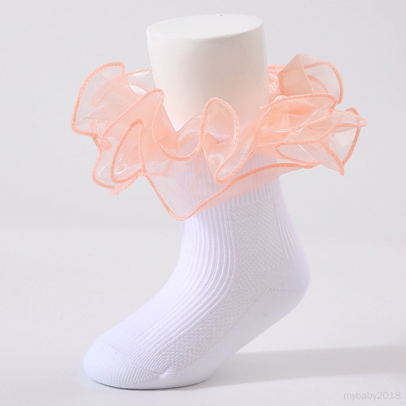 Vớ cotton Mềm Mại Chống Trượt Phối Ren Kiểu Công Chúa Dành Cho Bé Gái Sơ Sinh