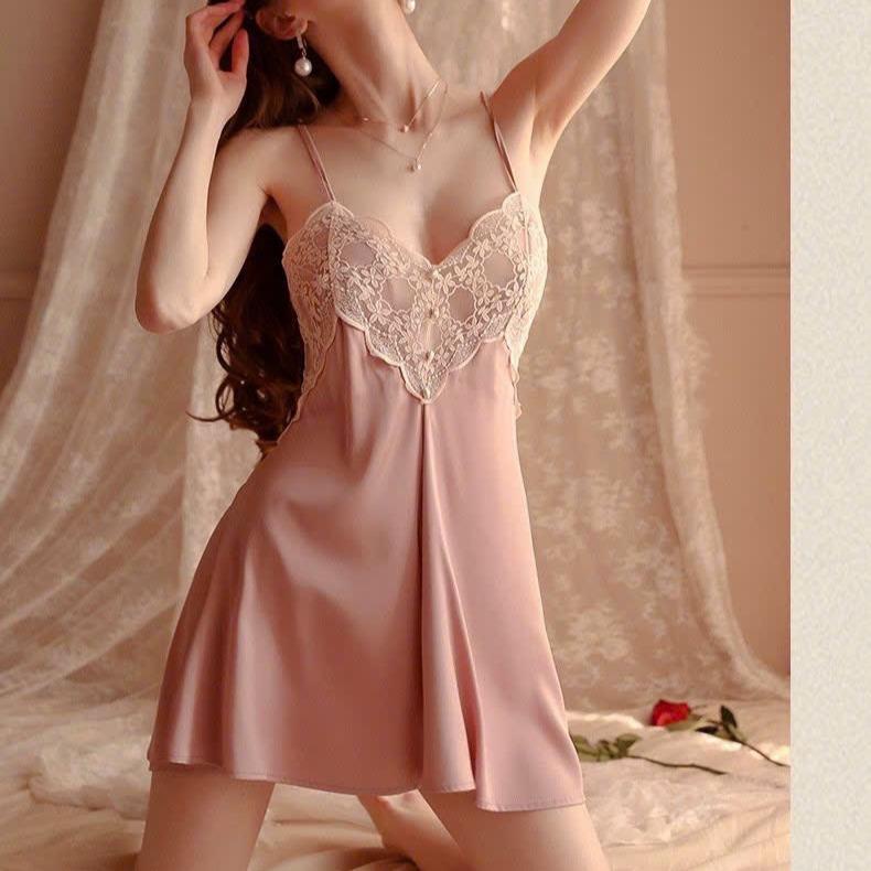 V66 Váy ngủ dây lụa ren cao cấp