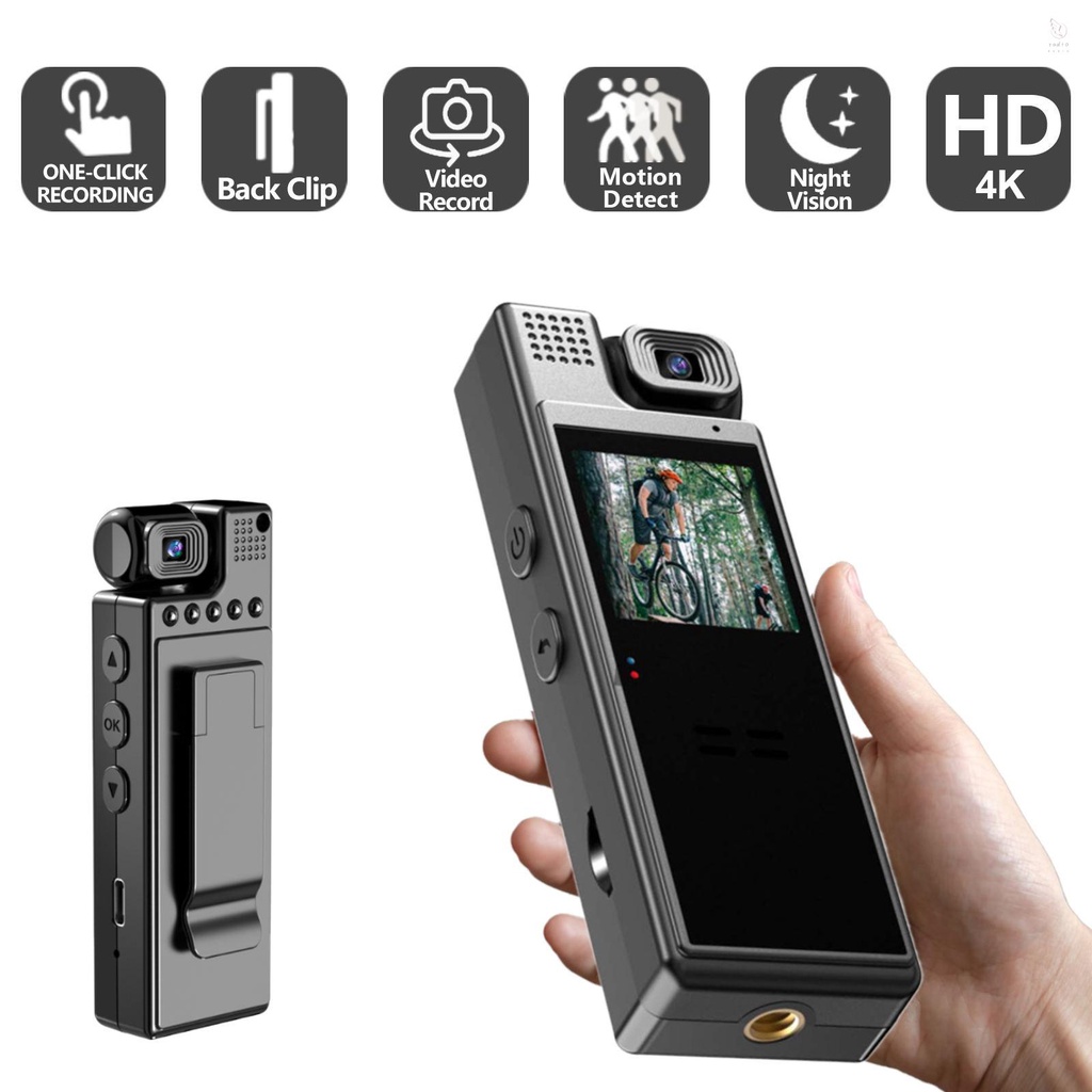 Camera Cơ Thể mini Âm Thanh Và video 1800K uhd 4k 1800°Camera Quay video 6 Tiếng Có Tầm Nhìn Đêm 1.3in tft