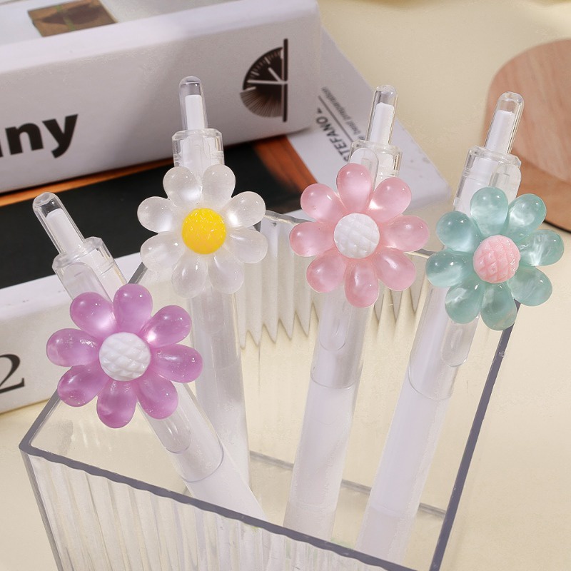 Bút Bi Nhấn Mực Đen / Bút Kí Tên Hình Hoa Hướng Dương mini Hàn Quốc Đáng Yêu Cho Văn Phòng / Trường Học