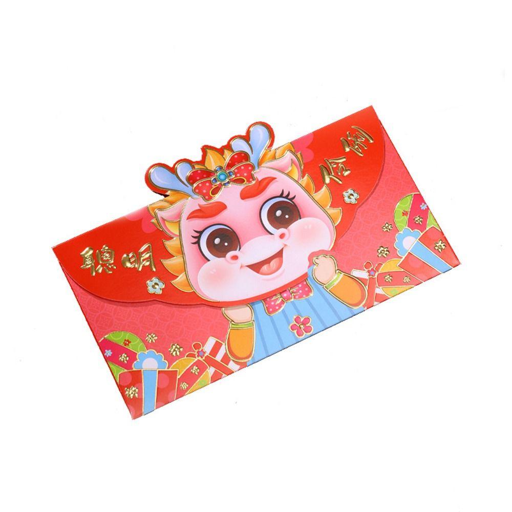 Btlimer Set 6 Bao Lì Xì Hình Rồng Đỏ Năm Mới Phong Cách Trung Hoa