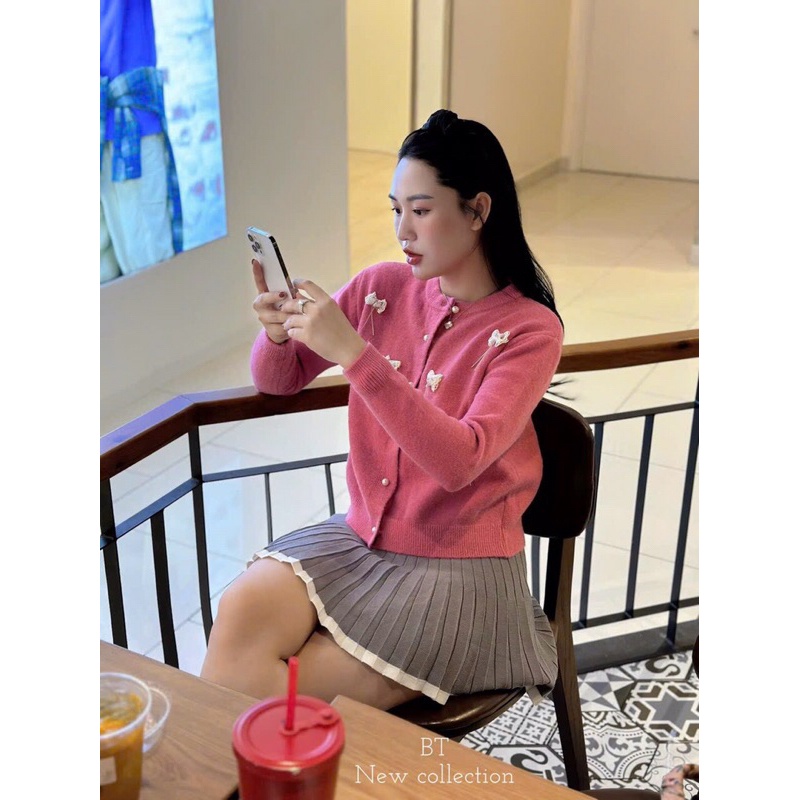 Áo candigan len nơ