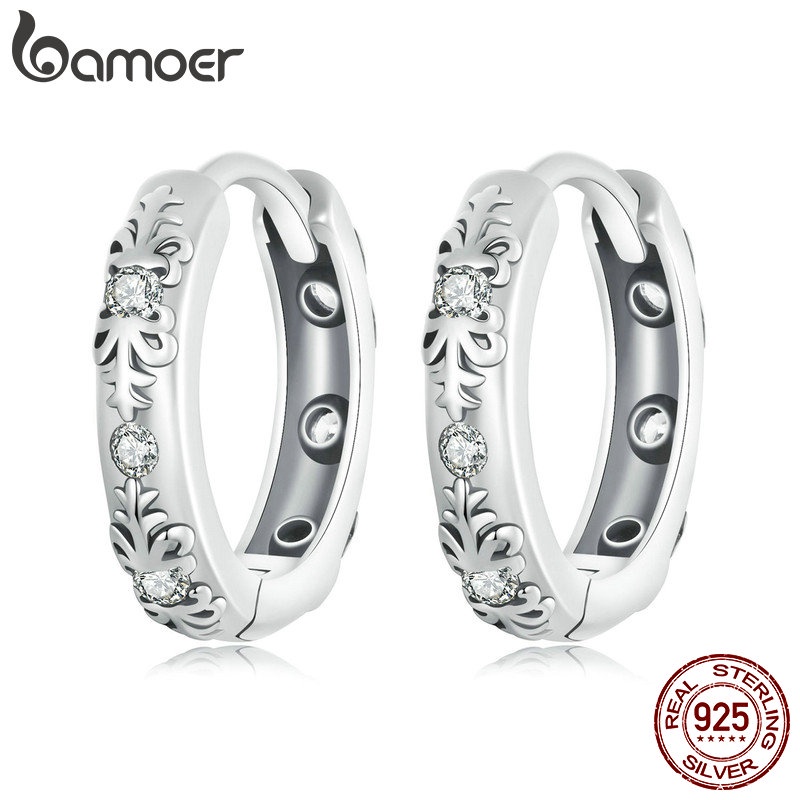 Bamoer Bông Tai Bạc 925 Họa Tiết retro Cho Nữ