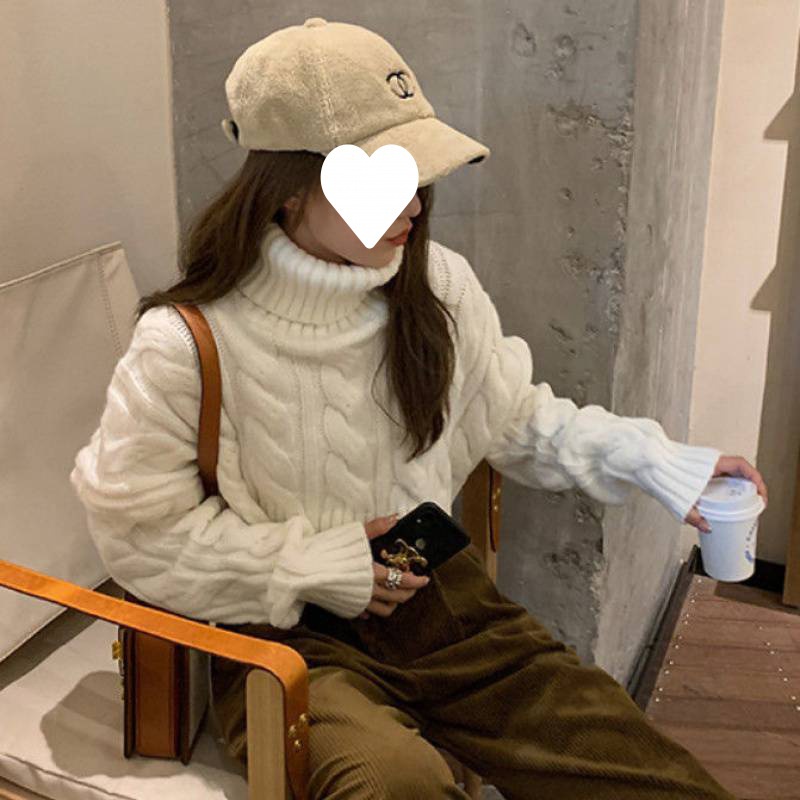 Áo sweater Dệt Kim Cổ Lọ Tay Dài Dáng Rộng Phong Cách Hàn Quốc Thời Trang Mùa Đông Cho Nữ