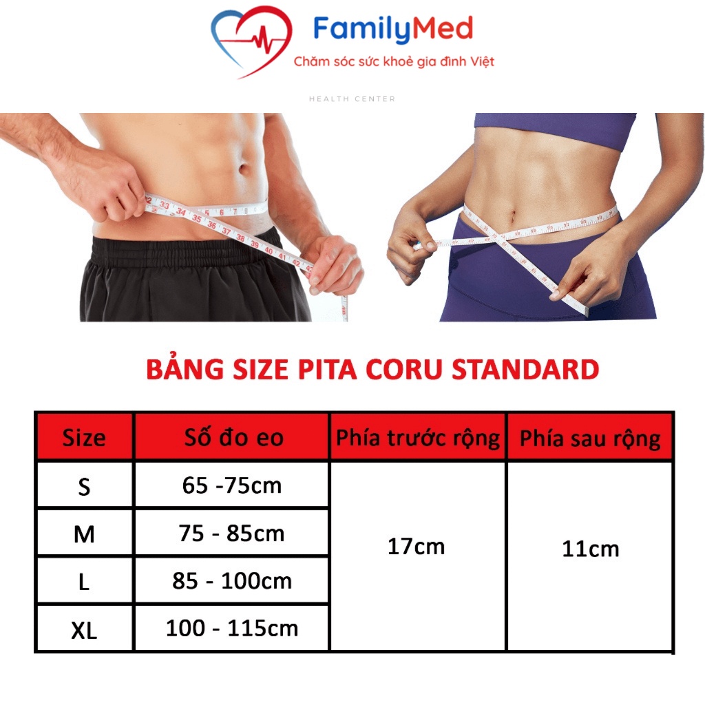 Đai lưng bonbone Pita Coru hỗ trợ các cơn đau lưng, cột sống, thắt lưng, thoát vị đĩa đệm, gai cột sống FamilyMed